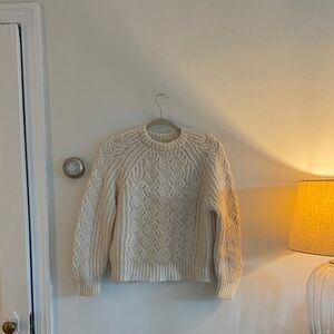 Sezane Cream Cable Knit Sweater